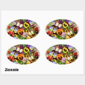 Pansy Beauty-regeling met botervliegen Ovale Sticker (Vel)