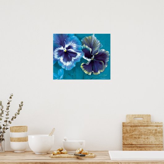 Pansy bestudeert fijnkunstbloem poster print (Keuken)