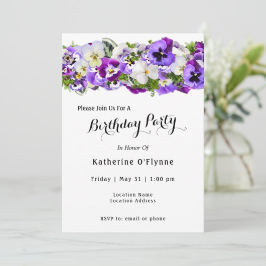 Pansy Birthday Kaart (Staand voorkant)