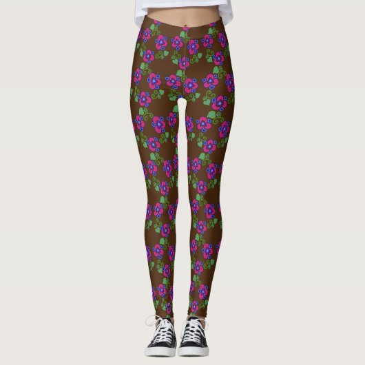 Pansy Bloem Mooie Bloemprint Leggings (Voorkant)