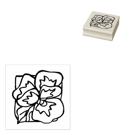 Pansy Bloem Tekening Rubberstempel (Gestempeld)