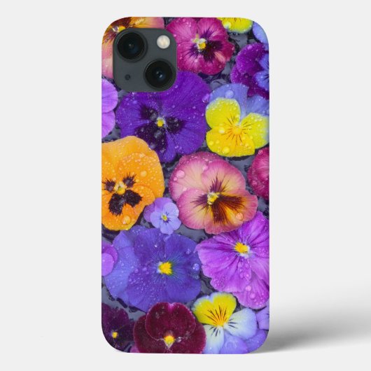 Pansy bloemen die drijven in een vogelbad met dauw Case-Mate iPhone case (Achterkant)