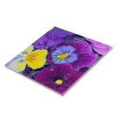 Pansy bloemen die drijven in een vogelbad met dauw tegeltje (Zijkant)