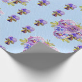 Pansy bloemen floral Shabby Chic Blue Wrapping Cadeaupapier (Hoek)