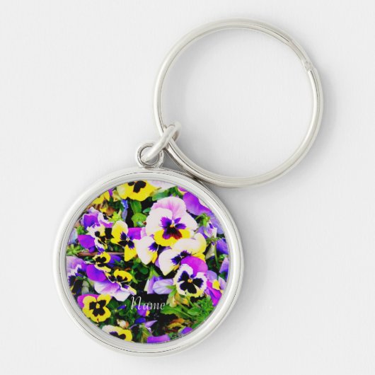 Pansy bloemen Thunder_Cove Sleutelhanger (Voorkant)