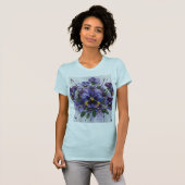 Pansy Bloom - Artistic Floral T - shirt  (Voorkant volledig)