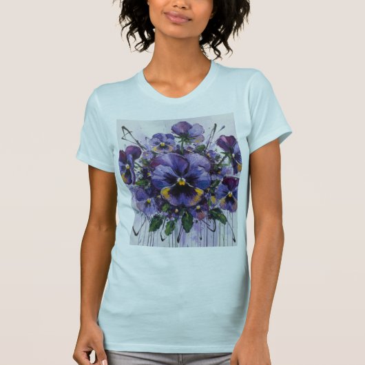 Pansy Bloom - Artistic Floral T - shirt  (Voorkant)