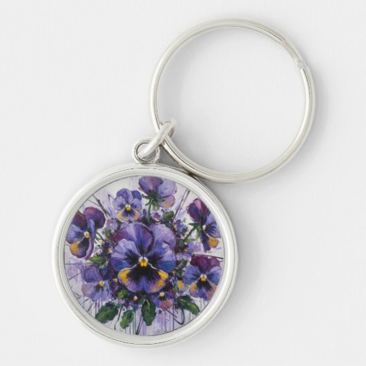 Pansy Bloom - Floral Charm Sleutelhanger (Voorkant)