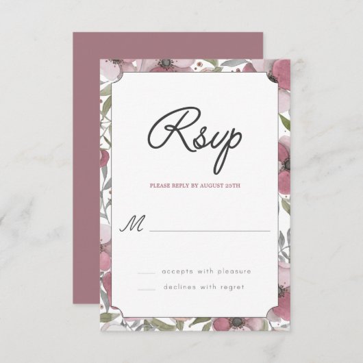 Pansy Blossom RSVP Card (Voorkant / Achterkant)
