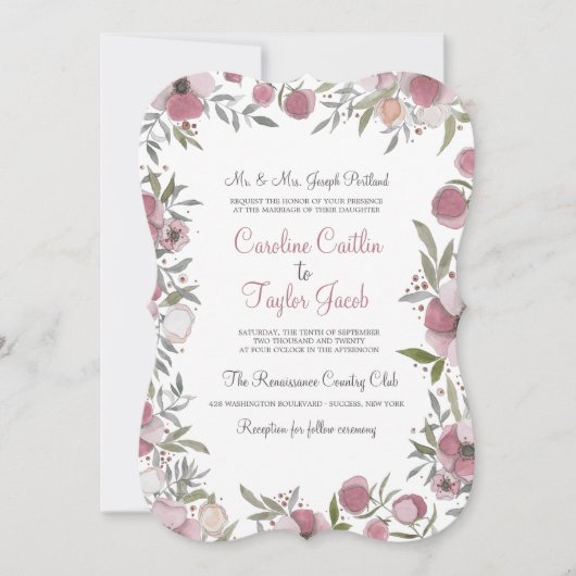 Pansy Blossom Wedding Invitation Kaart (Voorkant)