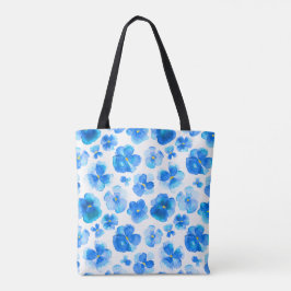 Pansy blue flower waterverf kunsttas tote bag