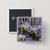 Pansy Blues Fence Vierkante Button 5,1 Cm (Voorkant /achterkant)