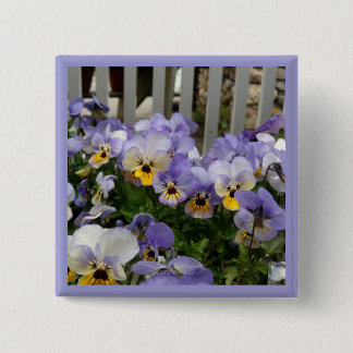 Pansy Blues Fence Vierkante Button 5,1 Cm