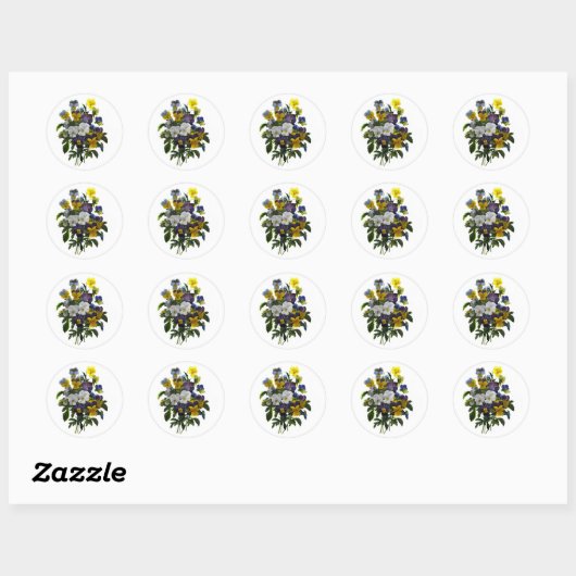  pansy botanische afdruk ronde sticker (Vel)