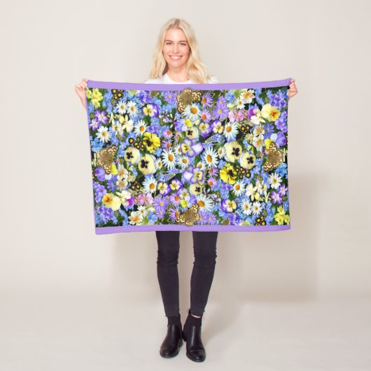 Pansy Cascade Fleece Blanket (In situ)