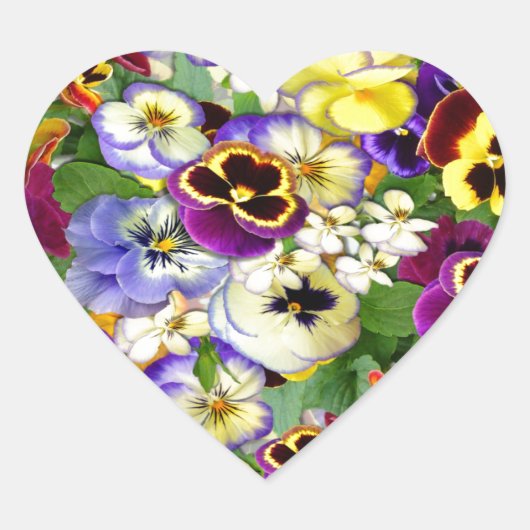 Pansy Cascade Hart Sticker (Voorkant)