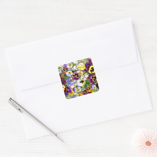 Pansy Cascade Vierkante Sticker (Envelop)