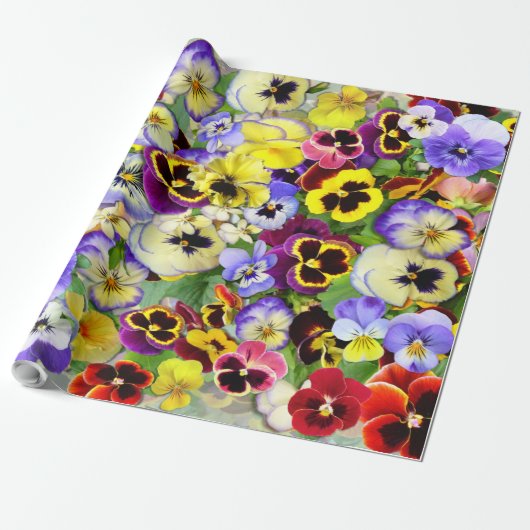 Pansy Collage Cadeaupapier (Uitgerold)