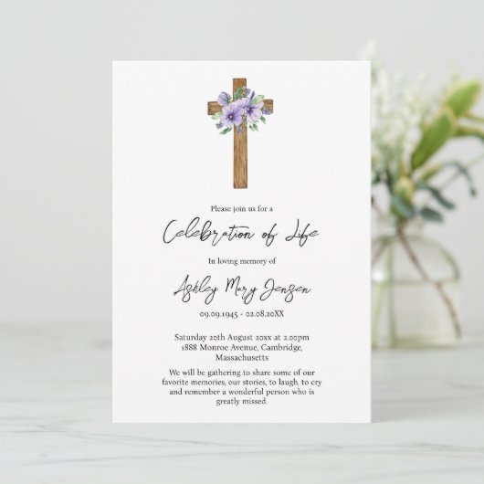 Pansy Cross-herdenkingsdienst Kaart (Staand voorkant)