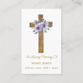 Pansy Cross Memorial Funeral Prayer Card Visitekaartje (Voorkant)