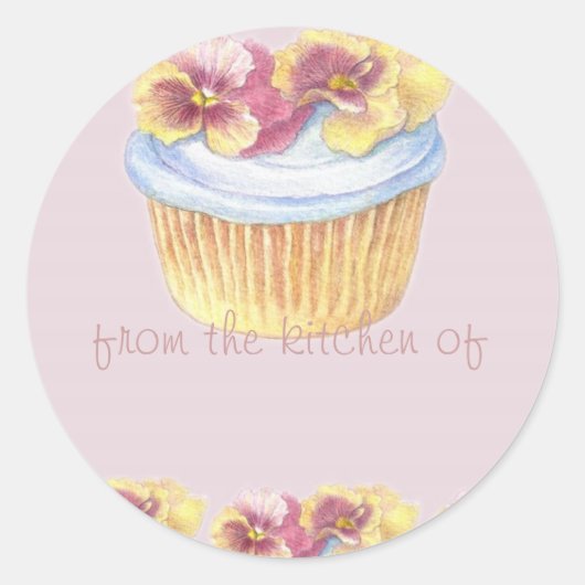 PANSY CUPCAKE ILLUSTRATION KITCHEN ETIKET (Voorkant)