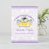 Pansy Cupcakes Girl Birthday Party Invitation Kaart (Staand voorkant)