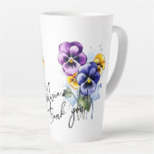 Pansy "Dank je!" Bewerkbare slogan en naam Latte Mok (Rechterhoek)