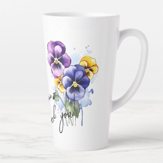Pansy "Dank je!" Bewerkbare slogan en naam Latte Mok (Rechts)