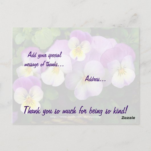 Pansy ~ Dank je ~ Briefkaart (Achterkant)