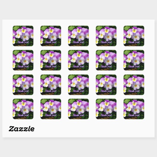 PANSY "Dank je!" Vierkante Stickers (Vel)