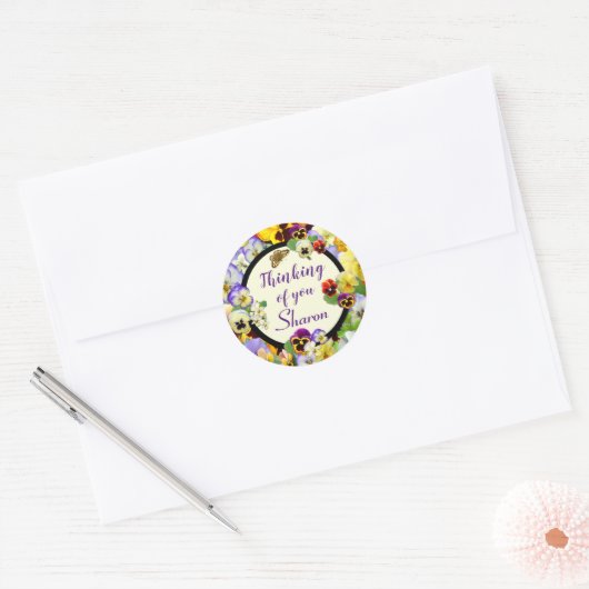 Pansy Design Ronde Sticker (Envelop)