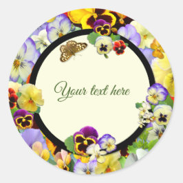 Pansy Design - voeg jouw tekst toe Ronde Sticker