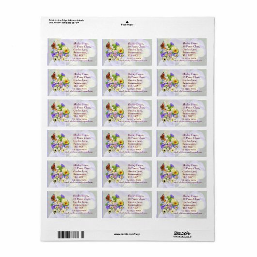 Pansy Display ~ Label # 4 (Full Sheet)