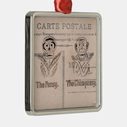 Pansy en Chimp Humor Metalen Ornament (Rechts)