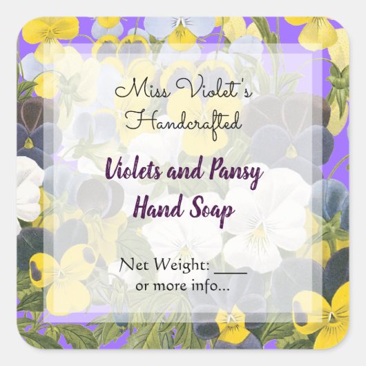 Pansy en Violets Custom Soap of Craft Stickers (Voorkant)