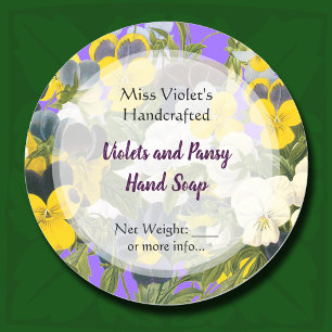 Pansy en Viooltjes Houten Zeep of Ambachtelijke St Ronde Sticker