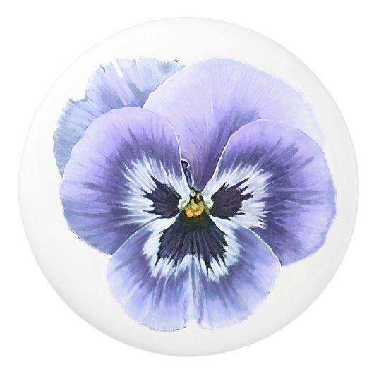 Pansy Face Paars Keramische Knop (Voorkant)