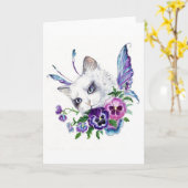 Pansy fairy kat wenskaart kaart (Gele Bloem)