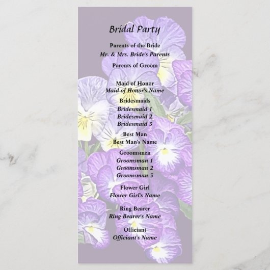 Pansy Family Reunion Programmakaart (Achterkant)