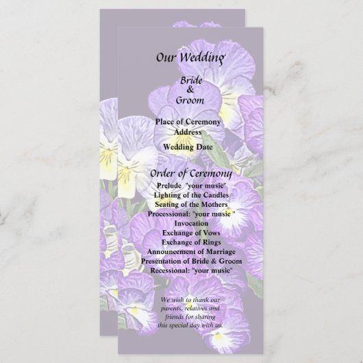 Pansy Family Reunion Programmakaart (Voorkant / Achterkant)