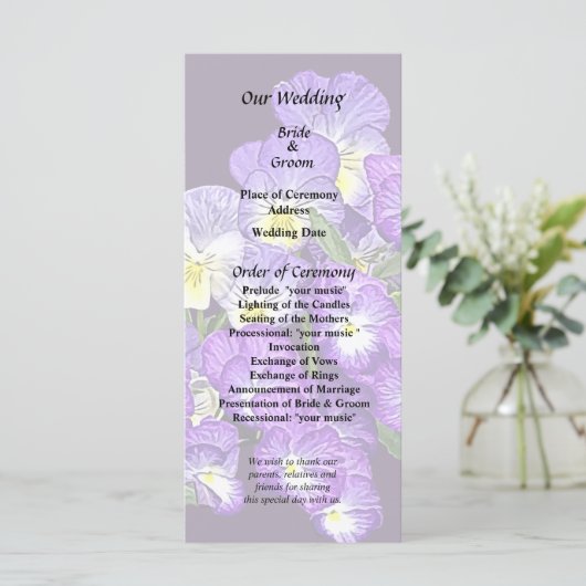 Pansy Family Reunion Programmakaart (Staand voorkant)