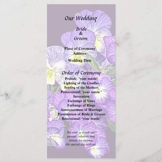 Pansy Family Reunion Programmakaart (Voorkant)