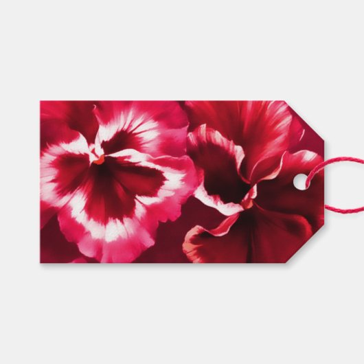 Pansy fijn kunstschilderij label met rood cadeau cadeaulabel (Voorkant (Horizontaal))