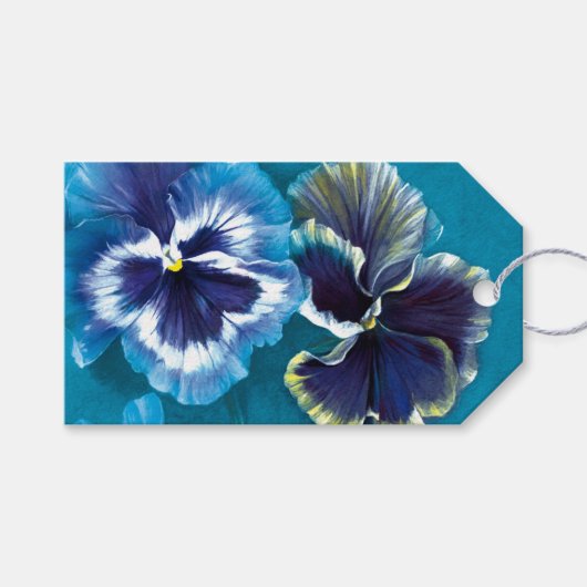 Pansy fine art schilderij blauw cadeau label cadeaulabel (Voorkant (Horizontaal))