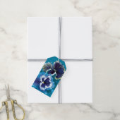 Pansy fine art schilderij blauw cadeau label cadeaulabel (Met Touw)