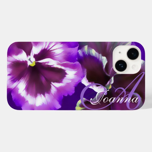 Pansy floral paars custom Case-Mate iPhone case (Achterkant (horizontaal))