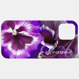 Pansy floral paars name iPhone 13 pro max hoesje