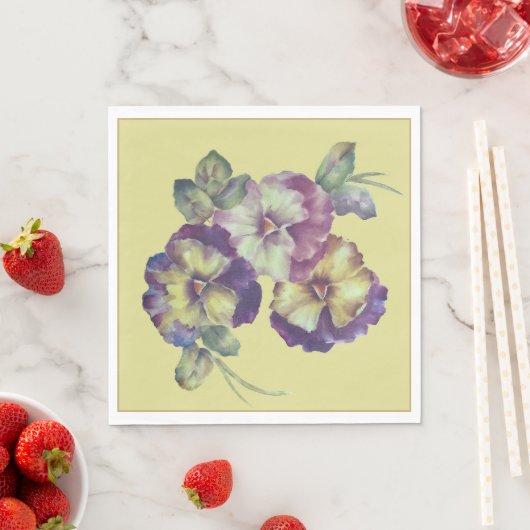 Pansy Floral Paper Napkins | Elegant Garden Table Servet (Insitu)