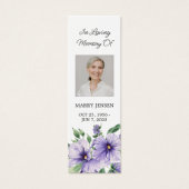 Pansy Floral Photo Funeral Memorial Bookmark Mini Visitekaartjes (Voorkant)