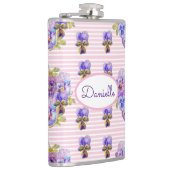 Pansy Floral Viola  Vrouwen Roze Streep De Heupfles (Rechts)